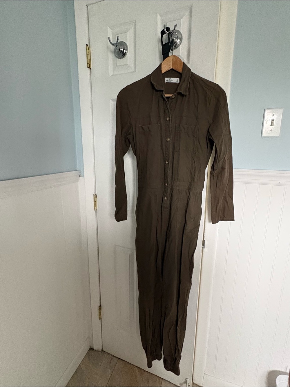 Hollister Long-Sleeve Jumpsuit Dress - Olive Green